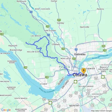 map of Parc de la Gatineau : lac Meech + belvédère Champlain