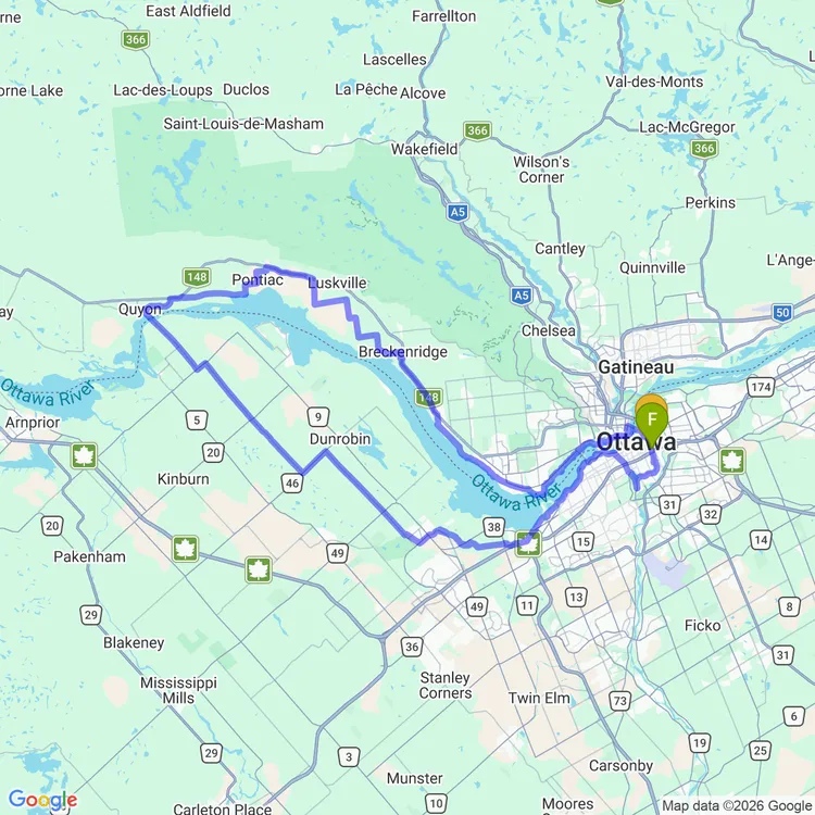 Carte de Boucle du traversier de Quyon